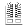 1-lite latticed 3/4-view with shelf over 1-panel radius top double door
Unit Dimension 78" x 102"
Door Dimension 37-7/8" x 99"
Panel - raised
Glazing - IG, leaded decorative